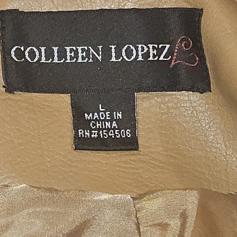 Colleen Lopez Polyurethane Jacket with Stud Accents Brown Size L Exellent - Picture 9 of 11